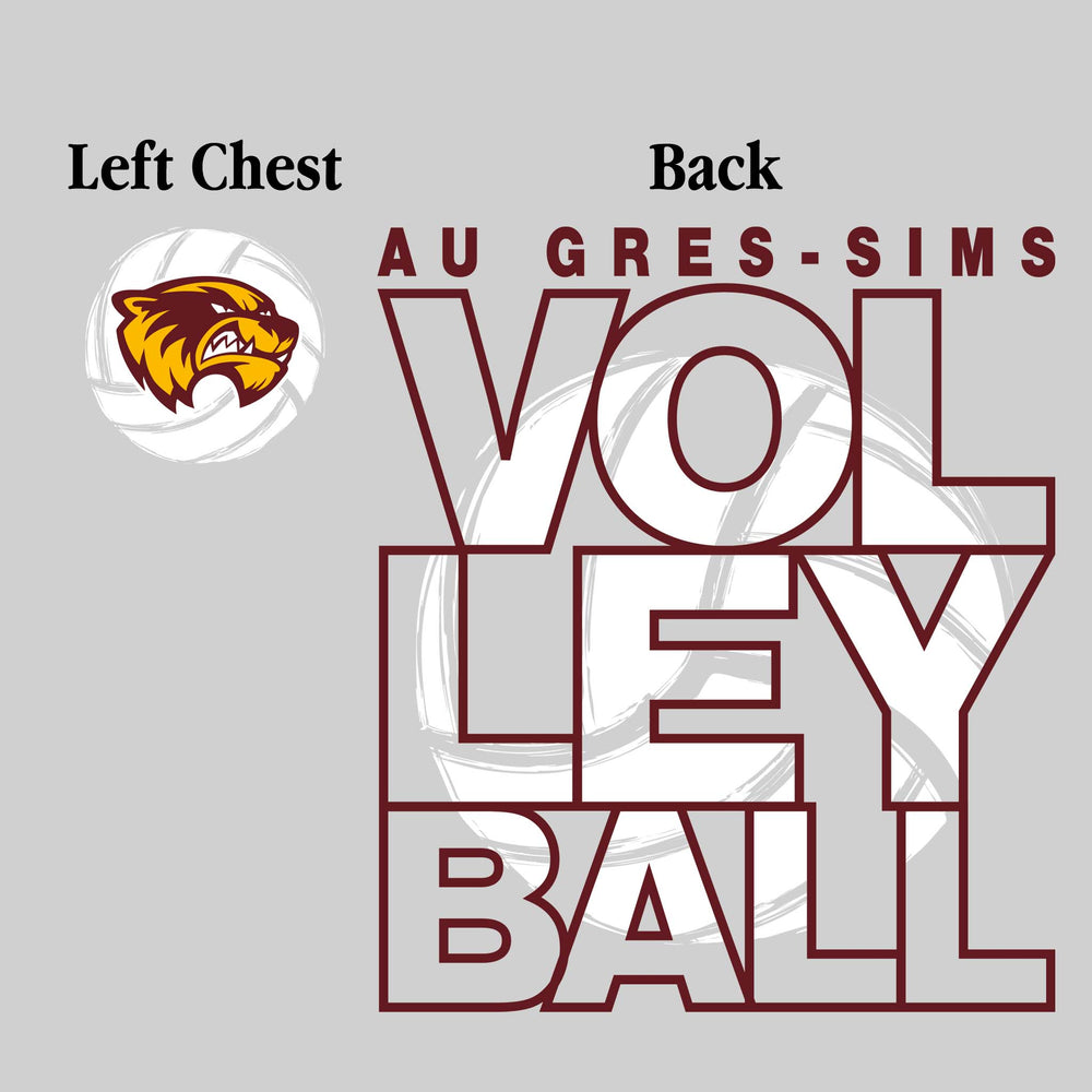 Au Gres-Sims Wolverines - Volleyball - Stacked Letters with Sketched Volleyball Inset