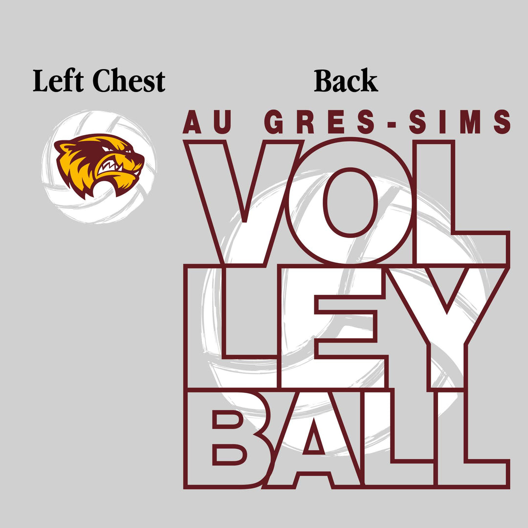 Au Gres-Sims Wolverines - Volleyball - Stacked Letters with Sketched Volleyball Inset