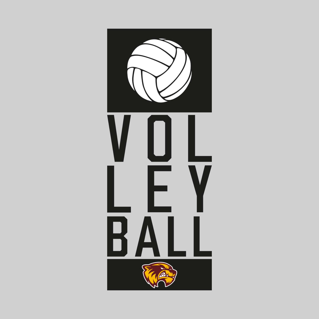 Au Gres-Sims Wolverines - Volleyball - Stacked Letters with Volleyball Icon and Mascot