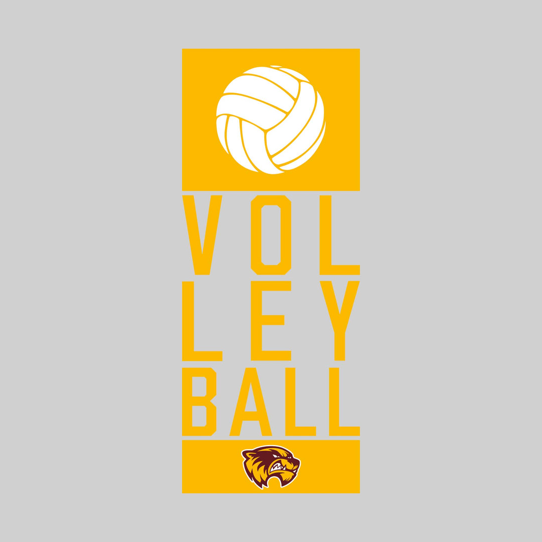 Au Gres-Sims Wolverines - Volleyball - Stacked Letters with Volleyball Icon and Mascot