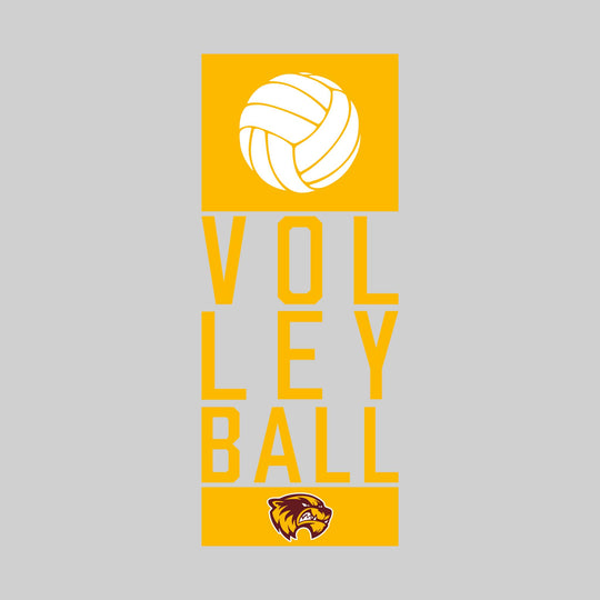 Au Gres-Sims Wolverines - Volleyball - Stacked Letters with Volleyball Icon and Mascot