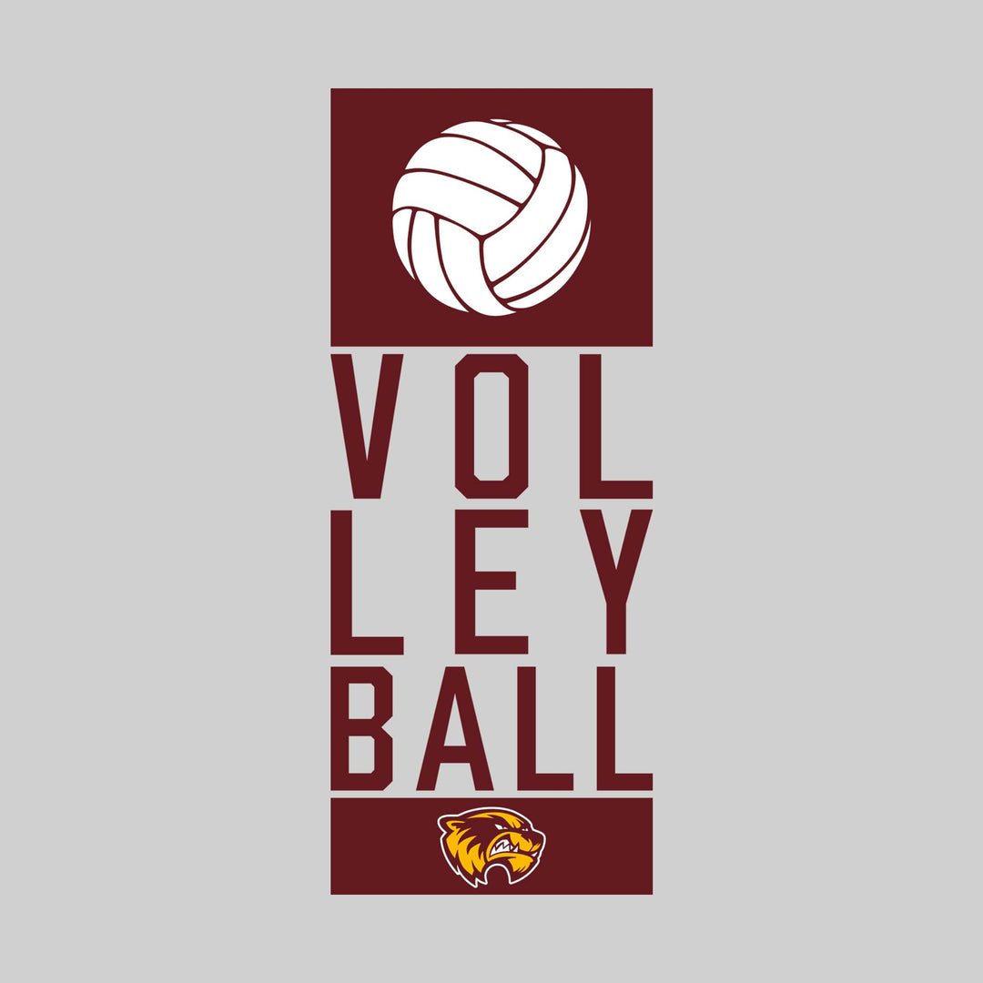 Au Gres-Sims Wolverines - Volleyball - Stacked Letters with Volleyball Icon and Mascot