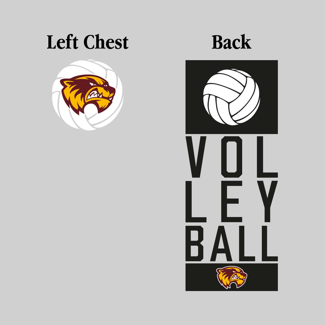 Au Gres-Sims Wolverines - Volleyball - Stacked Letters with Volleyball Icon and Mascot