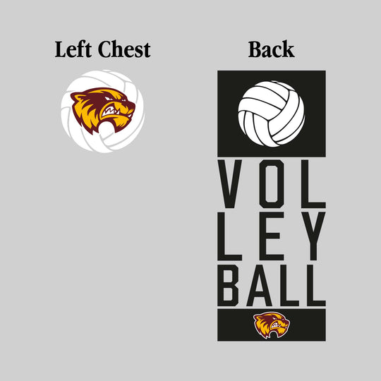 Au Gres-Sims Wolverines - Volleyball - Stacked Letters with Volleyball Icon and Mascot