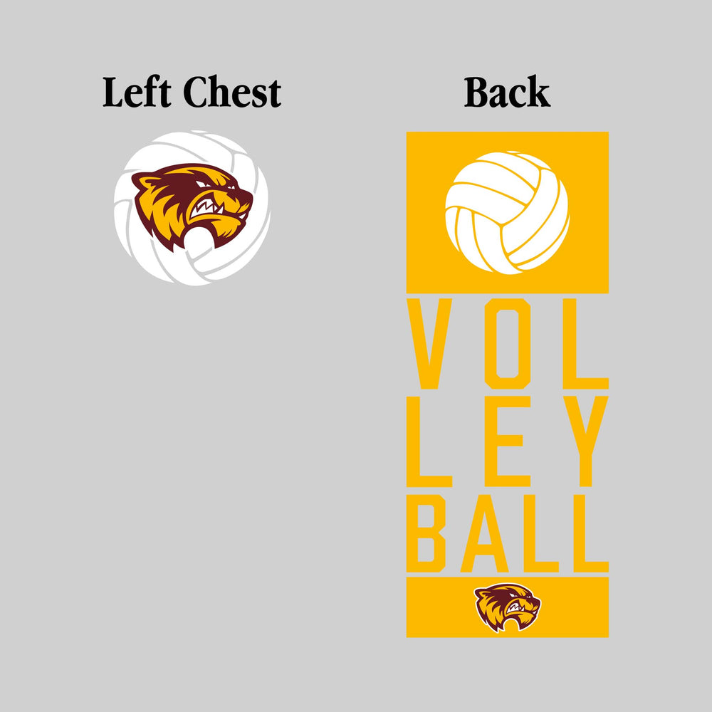 Au Gres-Sims Wolverines - Volleyball - Stacked Letters with Volleyball Icon and Mascot