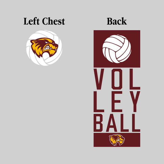 Au Gres-Sims Wolverines - Volleyball - Stacked Letters with Volleyball Icon and Mascot