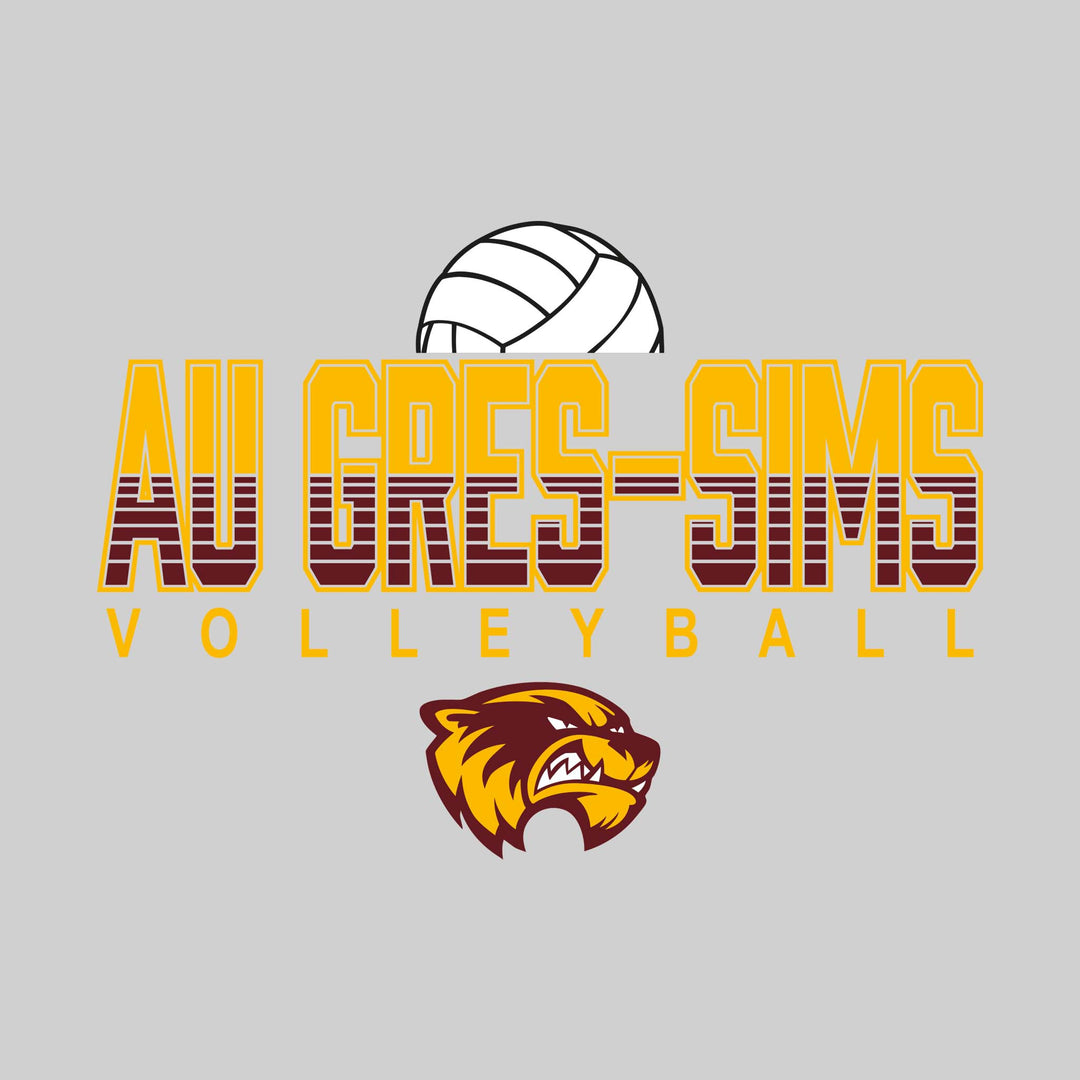 Au Gres-Sims Wolverines - Volleyball - Striped School Name with Mascot