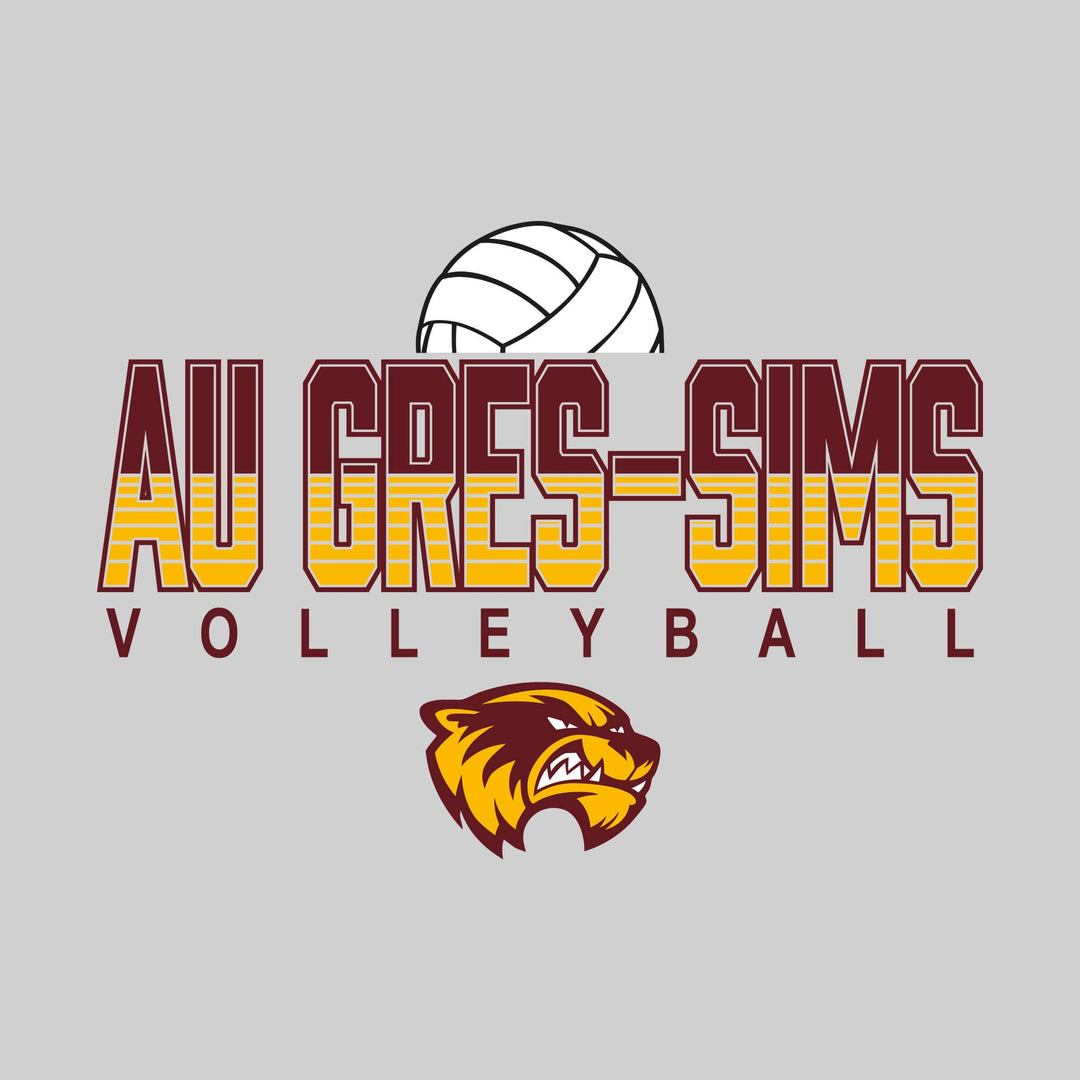 Au Gres-Sims Wolverines - Volleyball - Striped School Name with Mascot