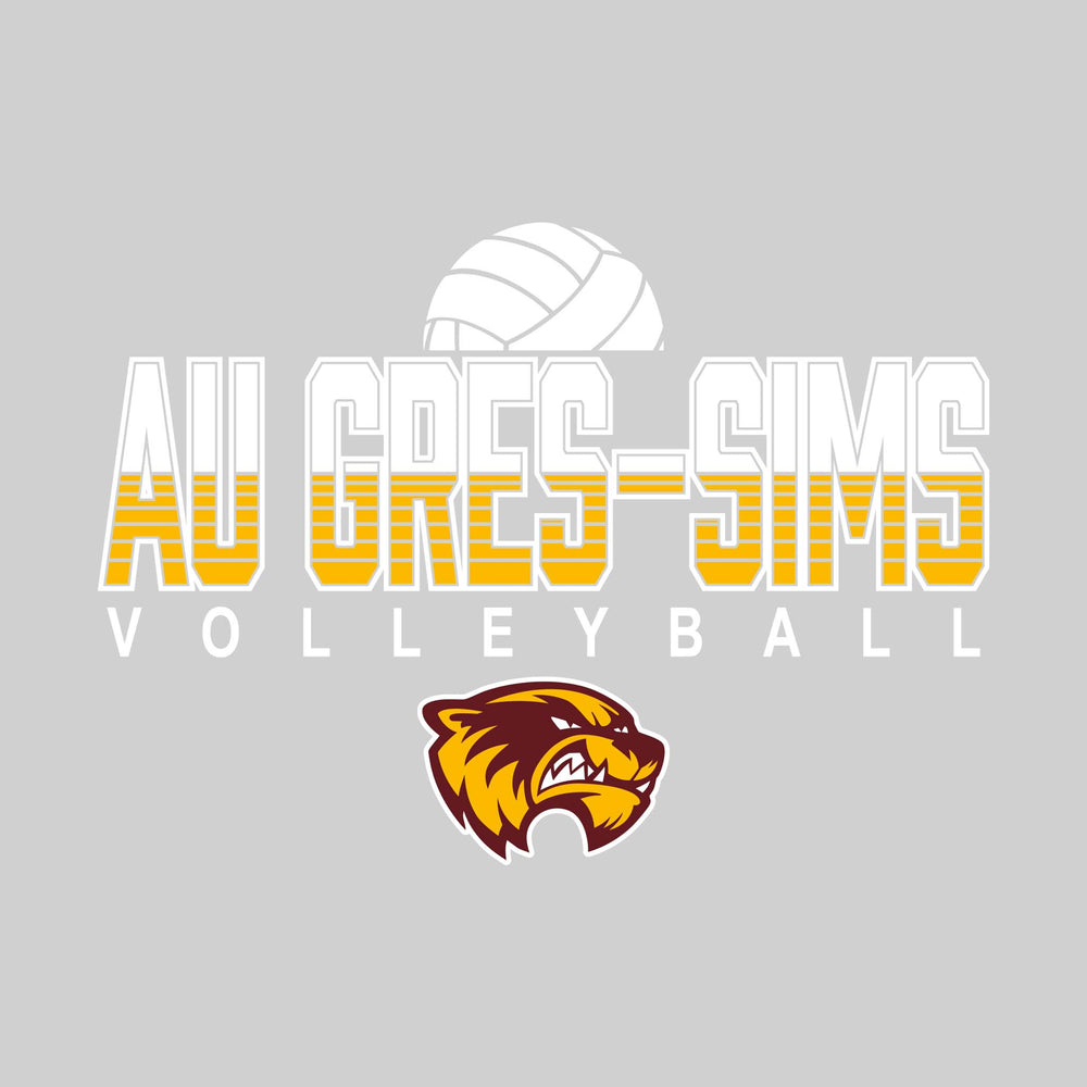 Au Gres-Sims Wolverines - Volleyball - Striped School Name with Mascot