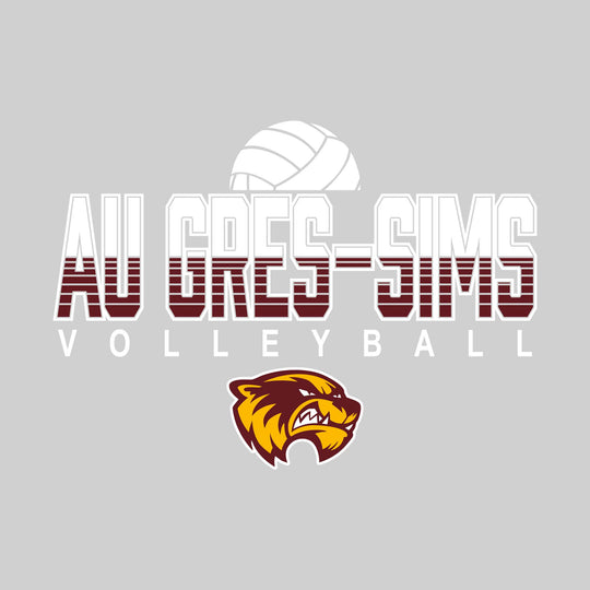 Au Gres-Sims Wolverines - Volleyball - Striped School Name with Mascot