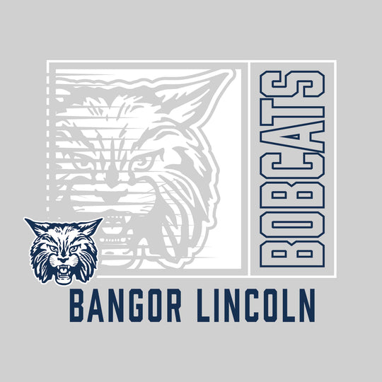 Bangor Lincoln Elementary - Spirit Wear - Boxed Cutout Mascot with Outlined Mascot Name Over School Name