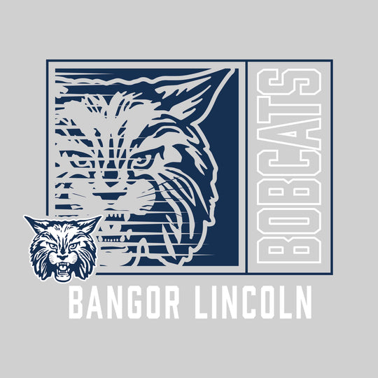 Bangor Lincoln Elementary - Spirit Wear - Boxed Cutout Mascot with Outlined Mascot Name Over School Name