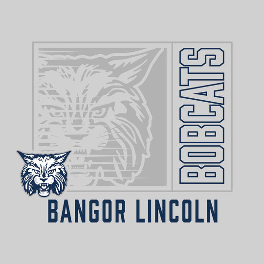 Bangor Lincoln Elementary - Spirit Wear - Boxed Cutout Mascot with Outlined Mascot Name Over School Name