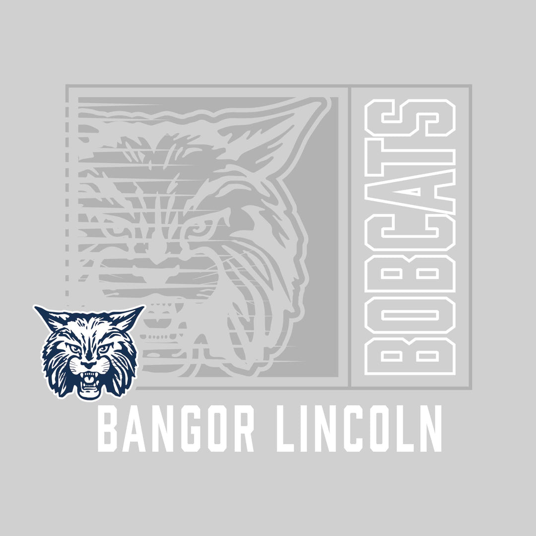 Bangor Lincoln Elementary - Spirit Wear - Boxed Cutout Mascot with Outlined Mascot Name Over School Name