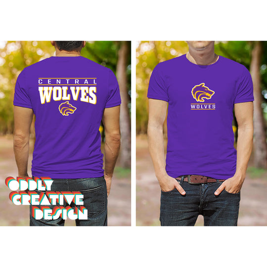 Central Wolves - Spirit Wear - Mascot Over Bracketed Name