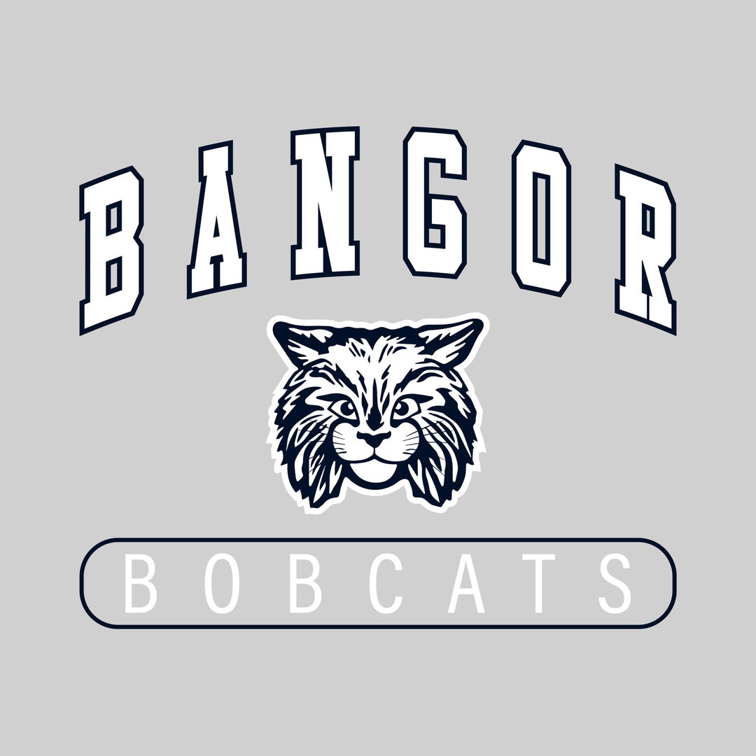 Bangor Bobcats - Spirit Wear - Arched Bangor Over Mascot - Athletic Text
