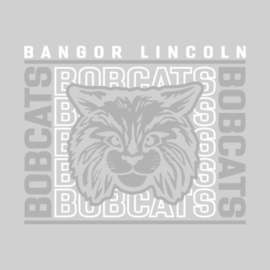 Bangor Lincoln Elementary - Spirit Wear - Bracketed Repeating Outlined Bobcats with Mascot