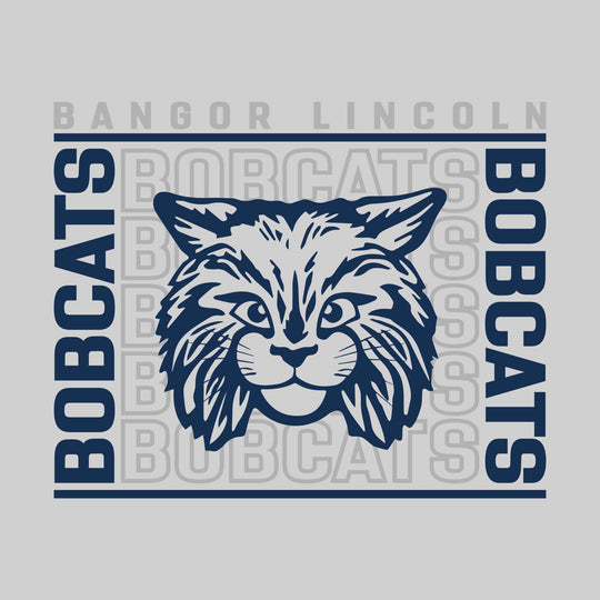 Bangor Lincoln Elementary - Spirit Wear - Bracketed Repeating Outlined Bobcats with Mascot