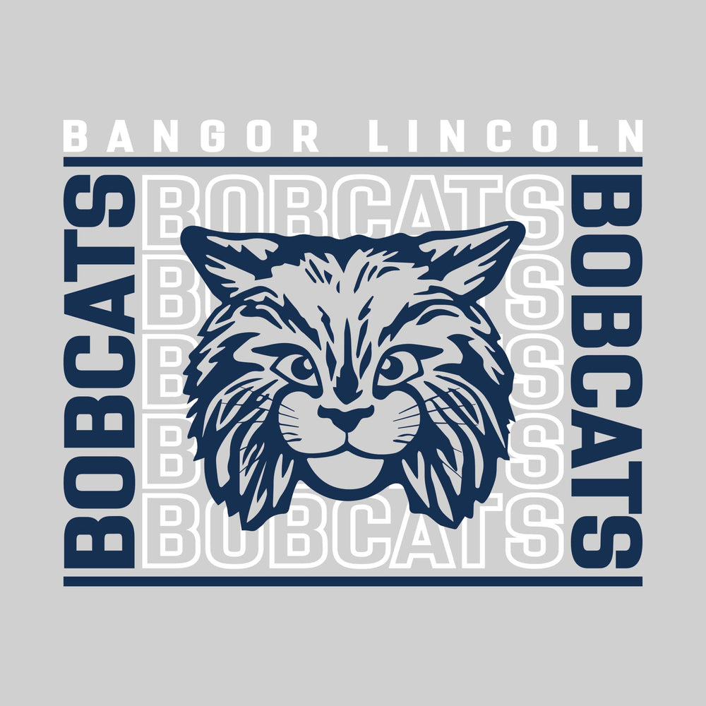 Bangor Lincoln Elementary - Spirit Wear - Bracketed Repeating Outlined Bobcats with Mascot