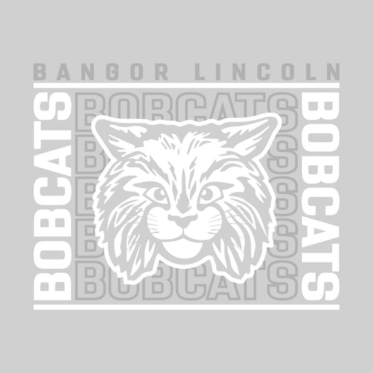 Bangor Lincoln Elementary - Spirit Wear - Bracketed Repeating Outlined Bobcats with Mascot