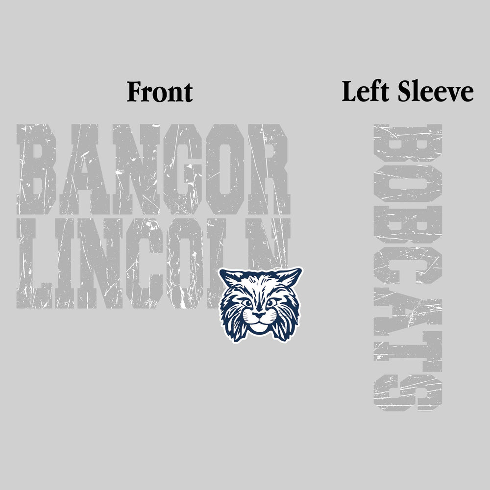 Bangor Lincoln Elementary - Spirit Wear - Distressed School Name with Mascot and Sleeve