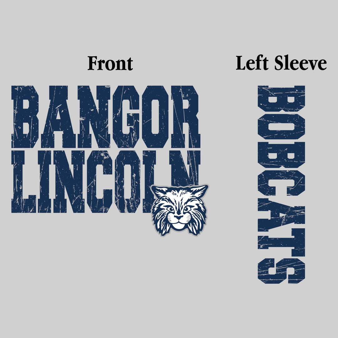 Bangor Lincoln Elementary - Spirit Wear - Distressed School Name with Mascot and Sleeve
