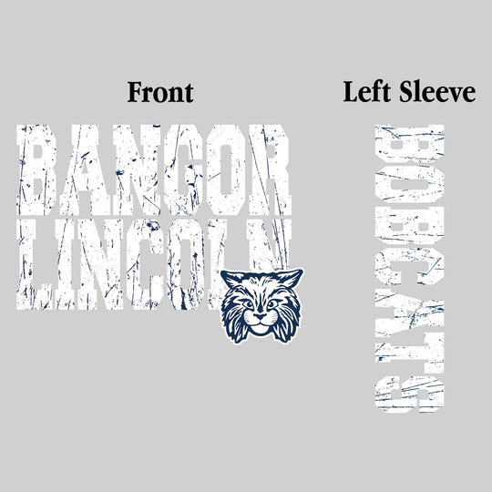 Bangor Lincoln Elementary - Spirit Wear - Distressed School Name with Mascot and Sleeve