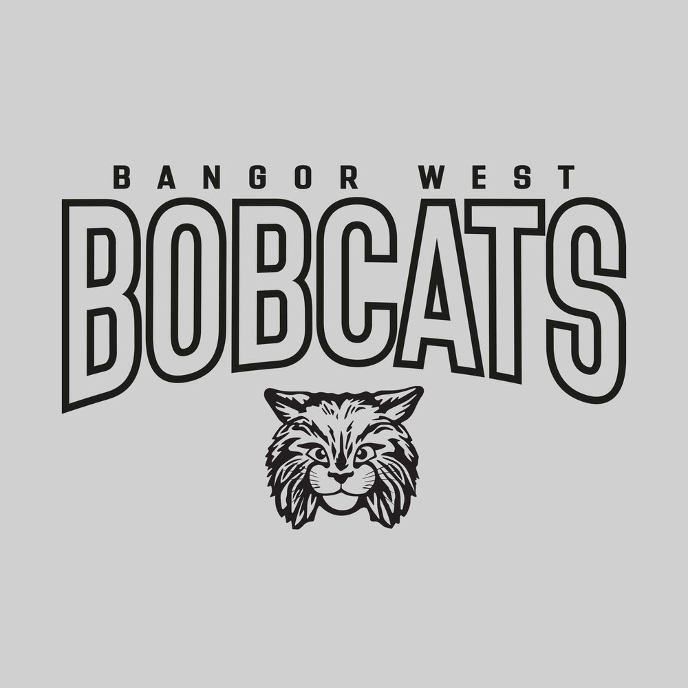 Bangor West Elementary - Spirit Wear - Blackout - Arched Outlined Mascot Name with Logo