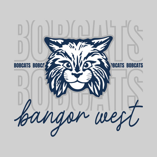 Bangor West Elementary - Spirit Wear - Outlined Bobcats with Cursive Bangor West