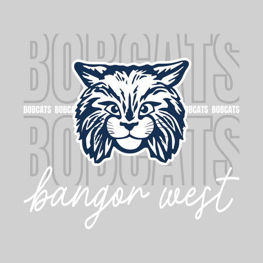 Bangor West Elementary - Spirit Wear - Outlined Bobcats with Cursive Bangor West
