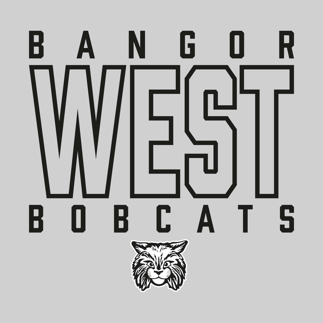 Bangor West Elementary - Spirit Wear - Outlined School Name with Mascot Name &amp; Mascot