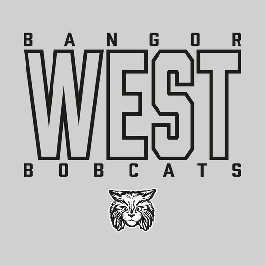 Bangor West Elementary - Spirit Wear - Outlined School Name with Mascot Name &amp; Mascot