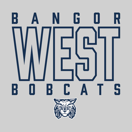 Bangor West Elementary - Spirit Wear - Outlined School Name with Mascot Name &amp; Mascot