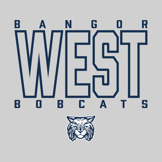 Bangor West Elementary - Spirit Wear - Outlined School Name with Mascot Name &amp; Mascot