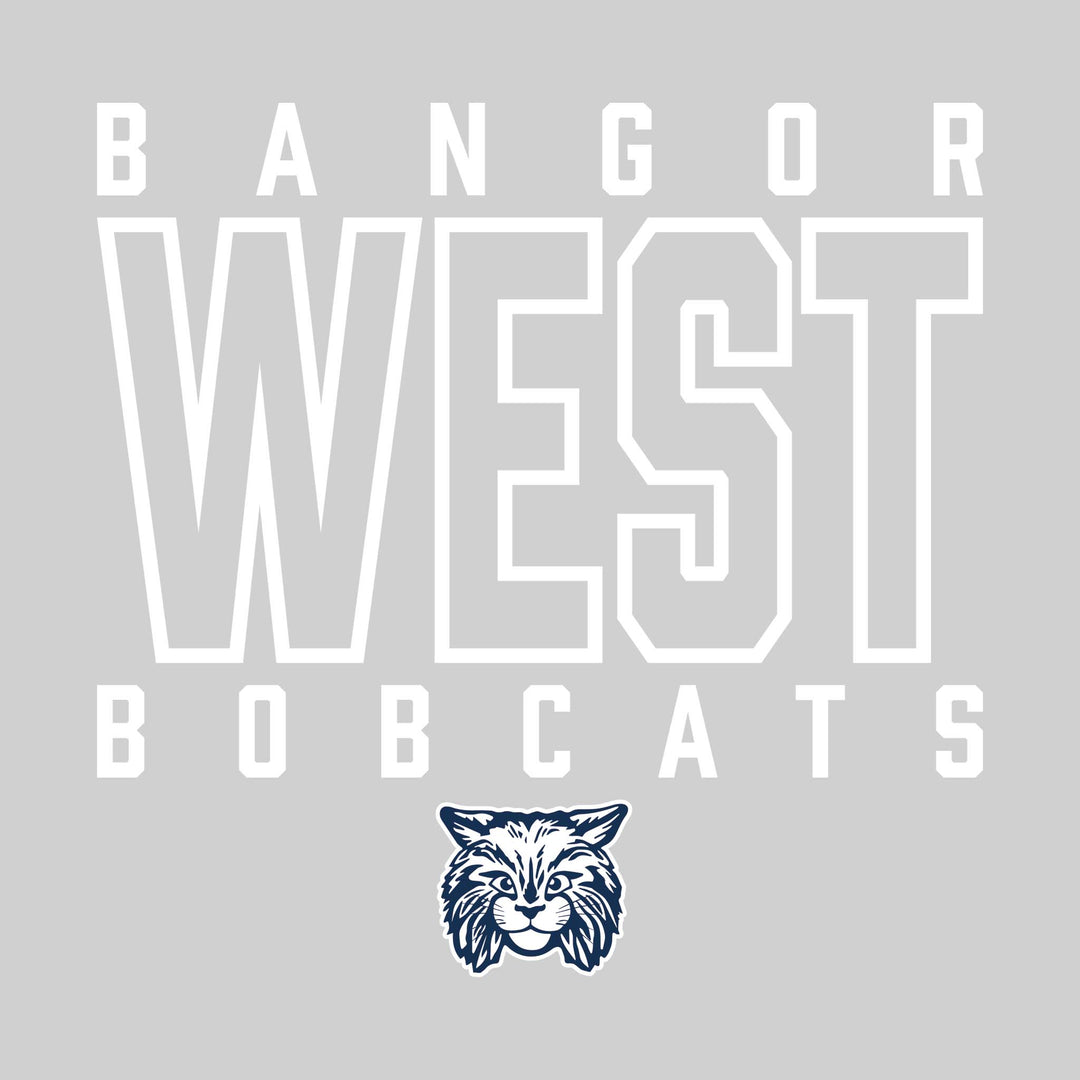 Bangor West Elementary - Spirit Wear - Outlined School Name with Mascot Name &amp; Mascot