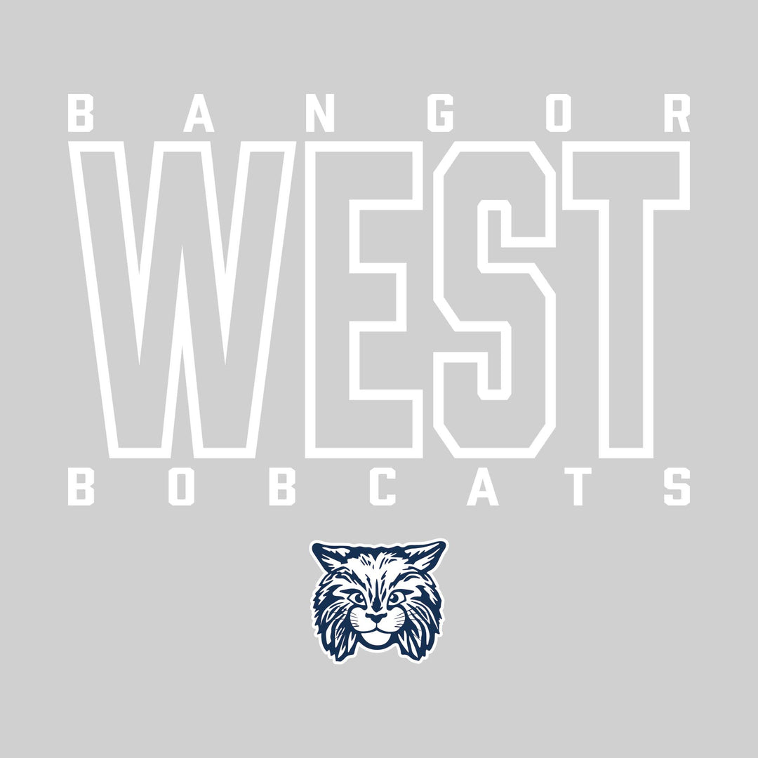 Bangor West Elementary - Spirit Wear - Outlined School Name with Mascot Name &amp; Mascot
