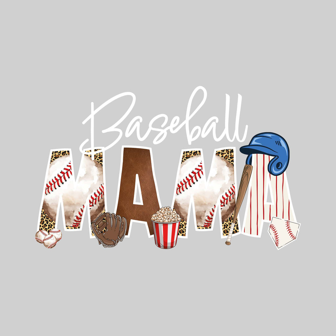 Baseball Mama - Baseballs and Leopard Print