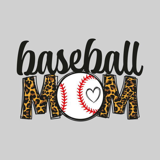 Baseball Mom - Leopard Print with Cursive Baseball