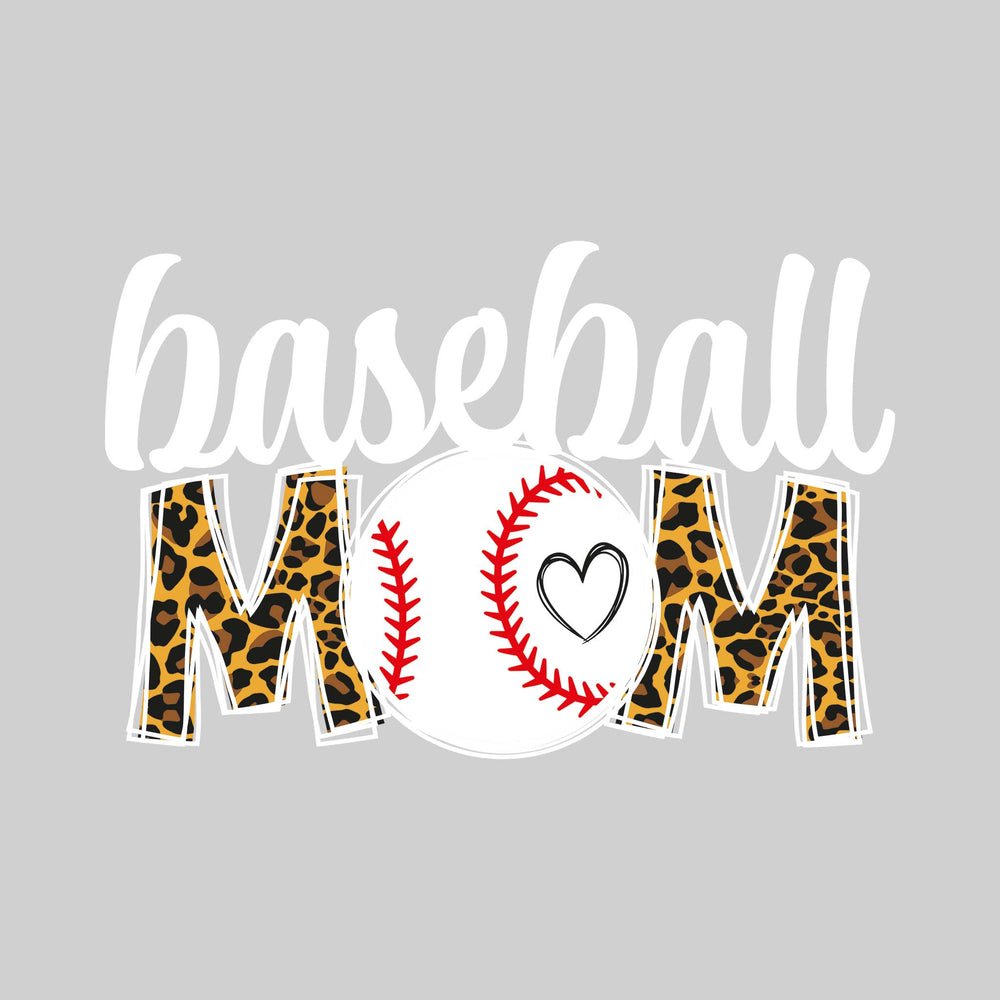 Baseball Mom - Leopard Print with Cursive Baseball