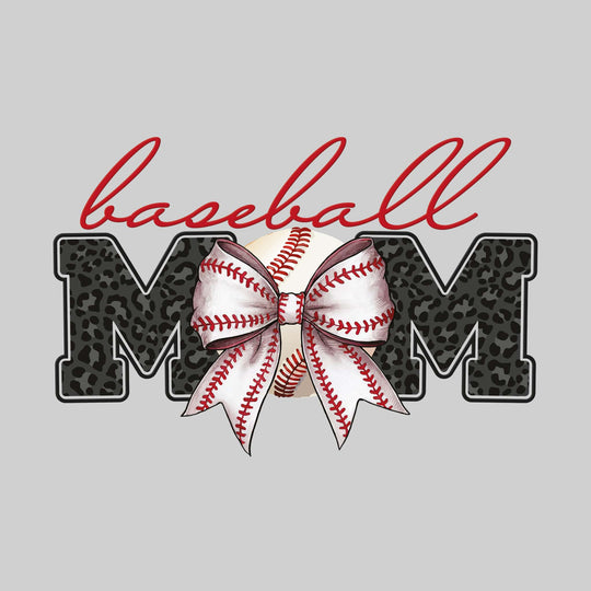 Baseball Mom - Leopard Print Mom with Baseball and Bow