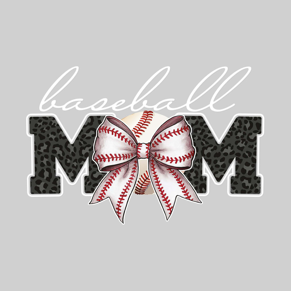 Baseball Mom - Leopard Print Mom with Baseball and Bow