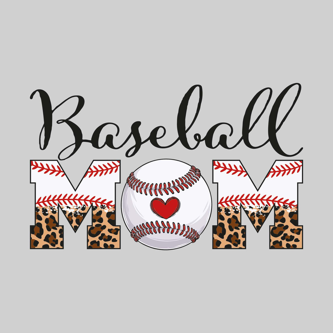 Baseball Mom - Leopard Print with Baseball Stitches