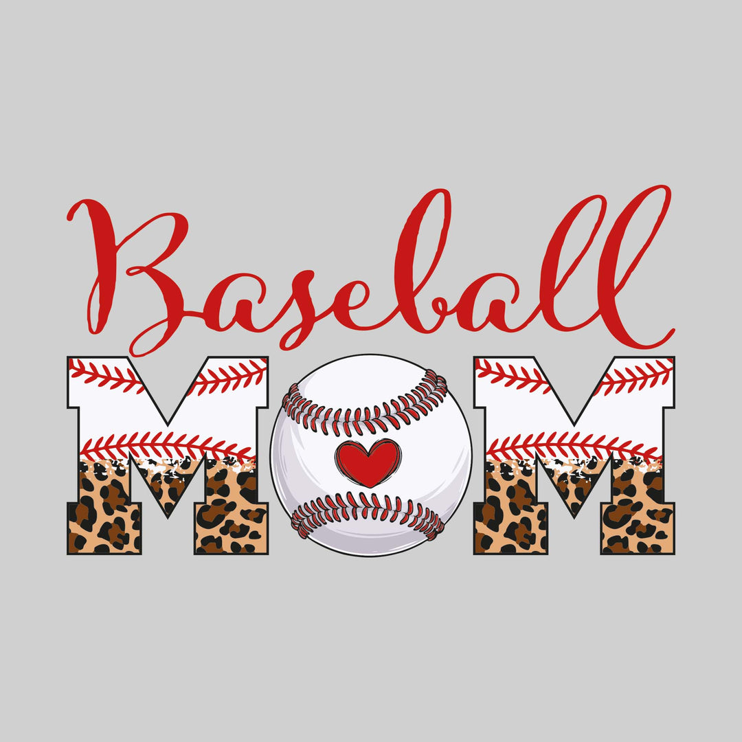 Baseball Mom - Leopard Print with Baseball Stitches