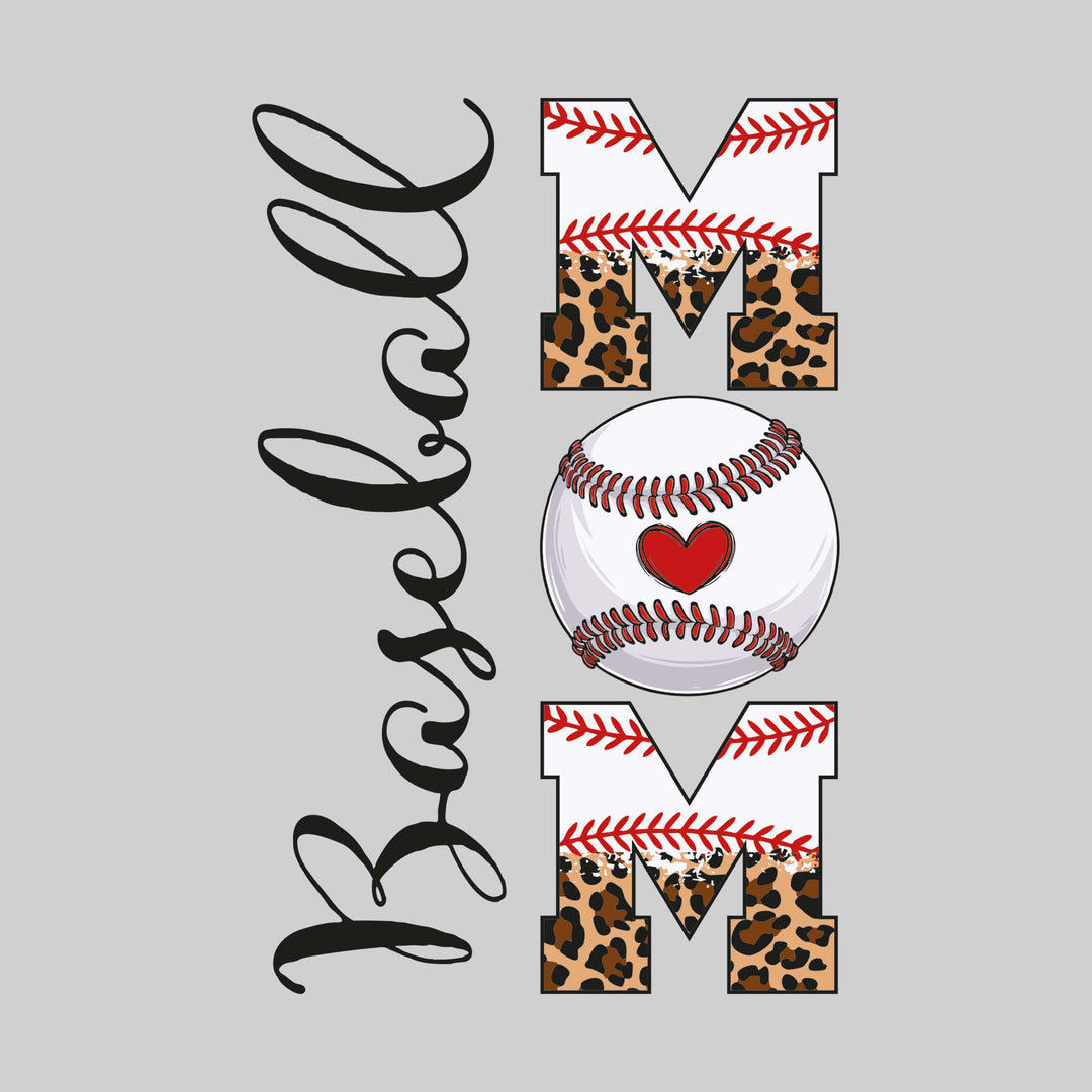 Baseball Mom - Leopard Print with Baseball Stitches