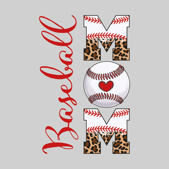 Baseball Mom - Leopard Print with Baseball Stitches