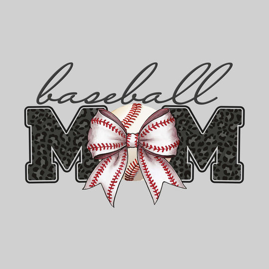Baseball Mom - Leopard Print Mom with Baseball and Bow