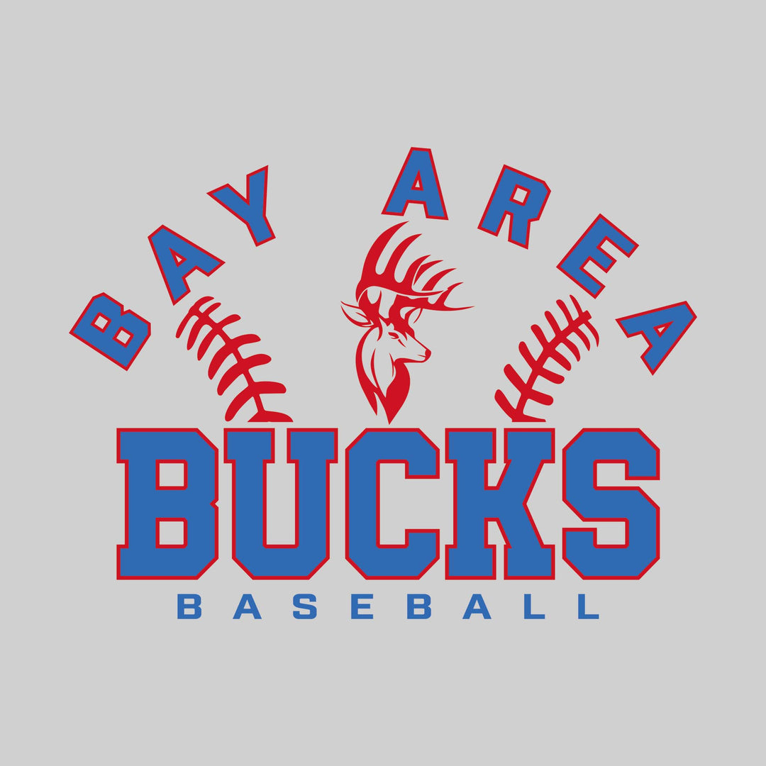 Bay Area Bucks - Baseball - Arched Team Name with Baseball Stitches &amp; Mascot