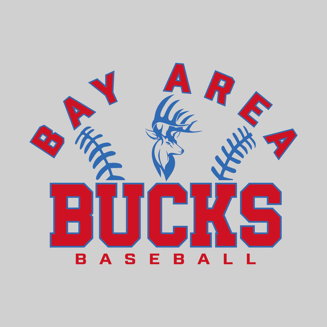 Bay Area Bucks - Baseball - Arched Team Name with Baseball Stitches &amp; Mascot