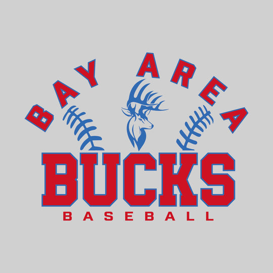 Bay Area Bucks - Baseball - Arched Team Name with Baseball Stitches &amp; Mascot