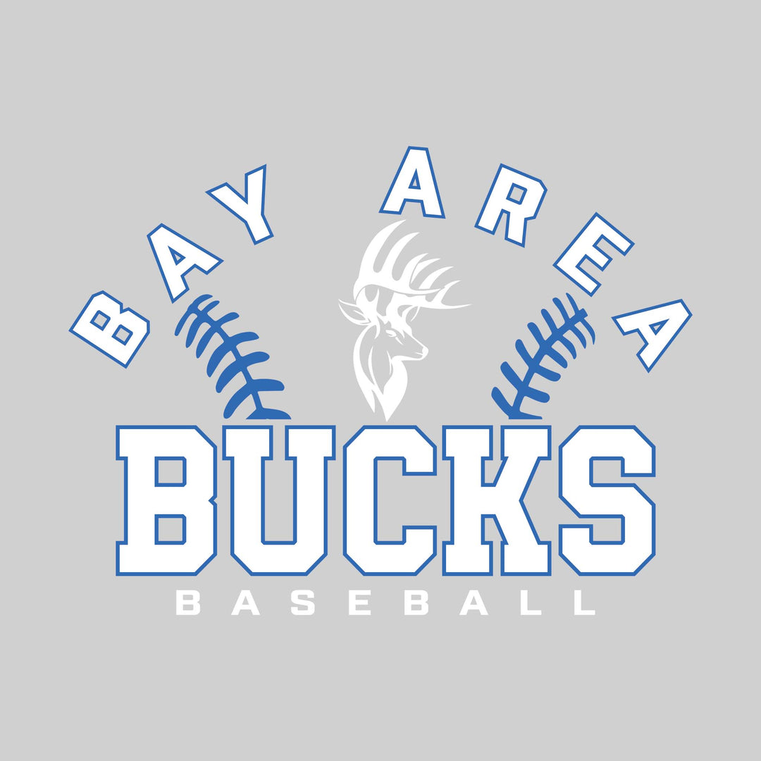 Bay Area Bucks - Baseball - Arched Team Name with Baseball Stitches &amp; Mascot